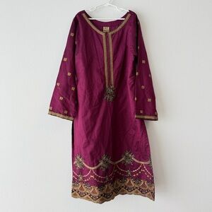 Magenta Embroidered 3-Piece Suit with Dupatta